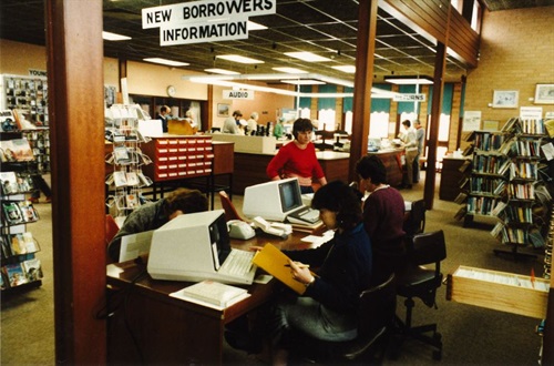 Library information desk circa 1987.JPG